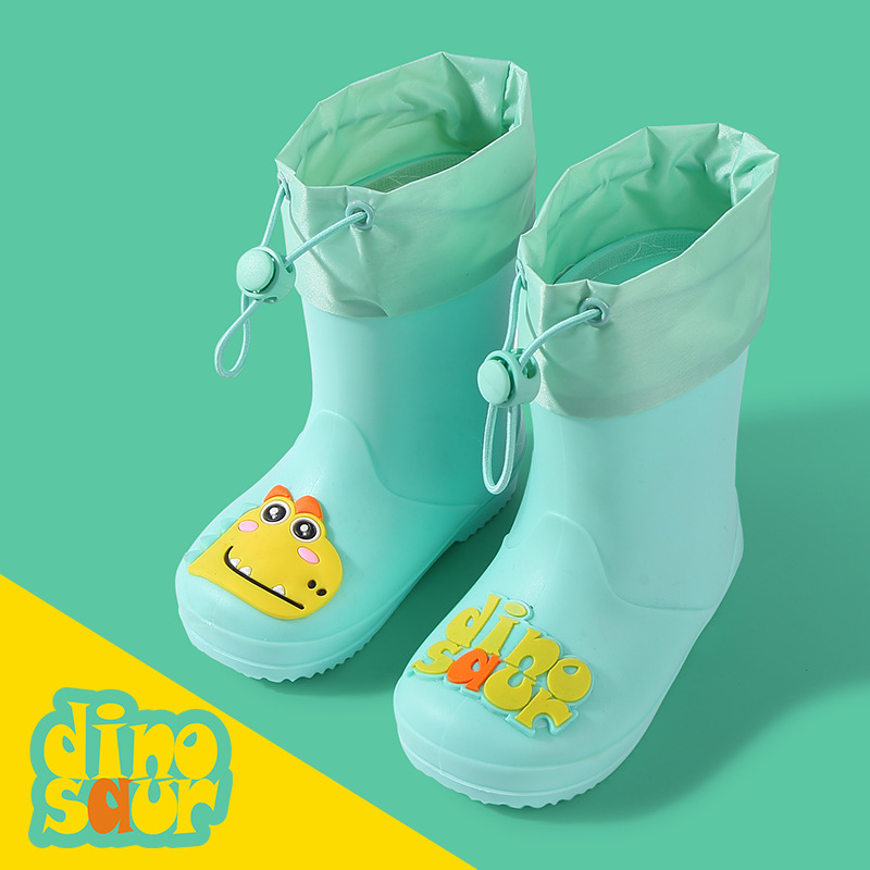 Children's Rain Boots, Medium and Large Kidsren's New Rubber Shoes, Men's and Women's Fleece-Lined Warm Rain Boots, Cartoon Pattern Kidsren's Water Shoes