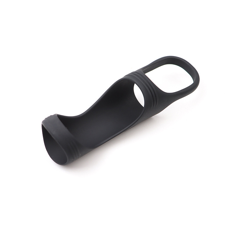 Silicone Locking Ring Condom Sleeve, Diamond Texture, Reusable Delay Aid, Black — detail image 6