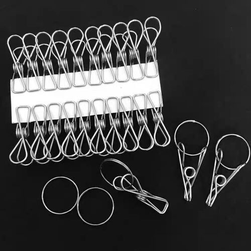 Stainless steel wire clip, multi-specification solid spring clip, storage clothes and socks clip, windproof sock clip, multi-functional quilt clip