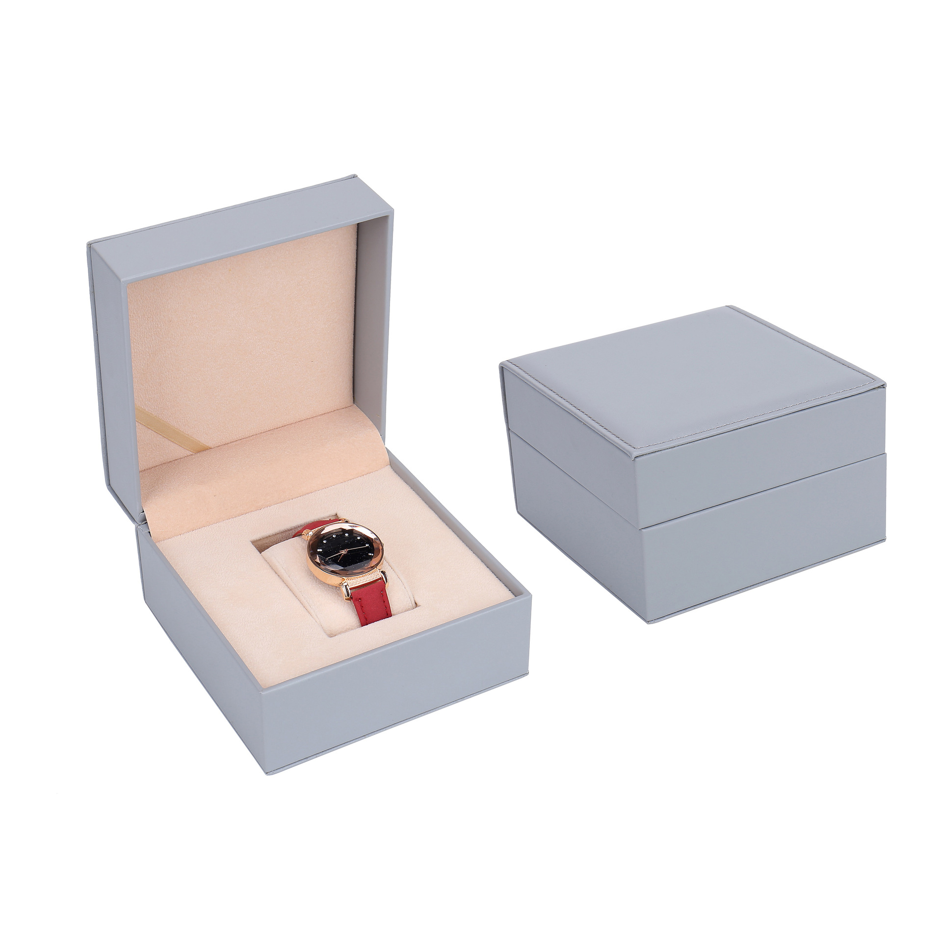Pu Leather Flip Watch Box Creative Printed Logo Text High-End Gift Watch Packaging Box Watch Storage Leather Box