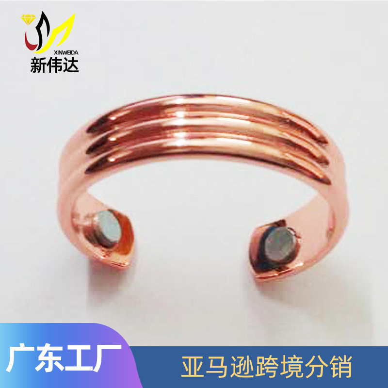 Spot cross-border magnet Health ring Europe and the United States embossed rose ring men's open magnetic energy ring wholesale