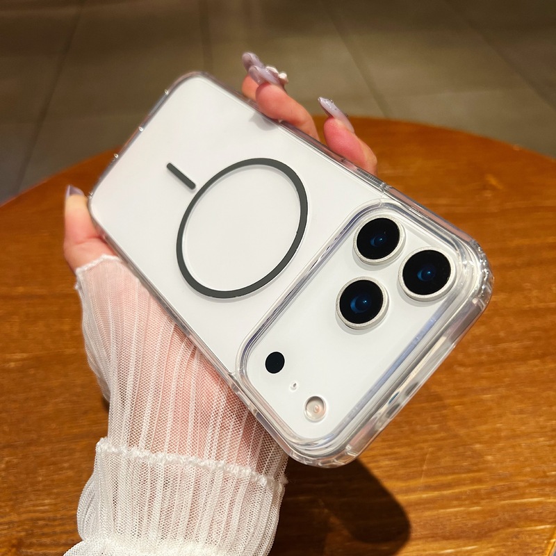 适用iPhone17PROMAX手机壳高透亚克力细圈磁吸苹果16/15简约防摔X|undefined