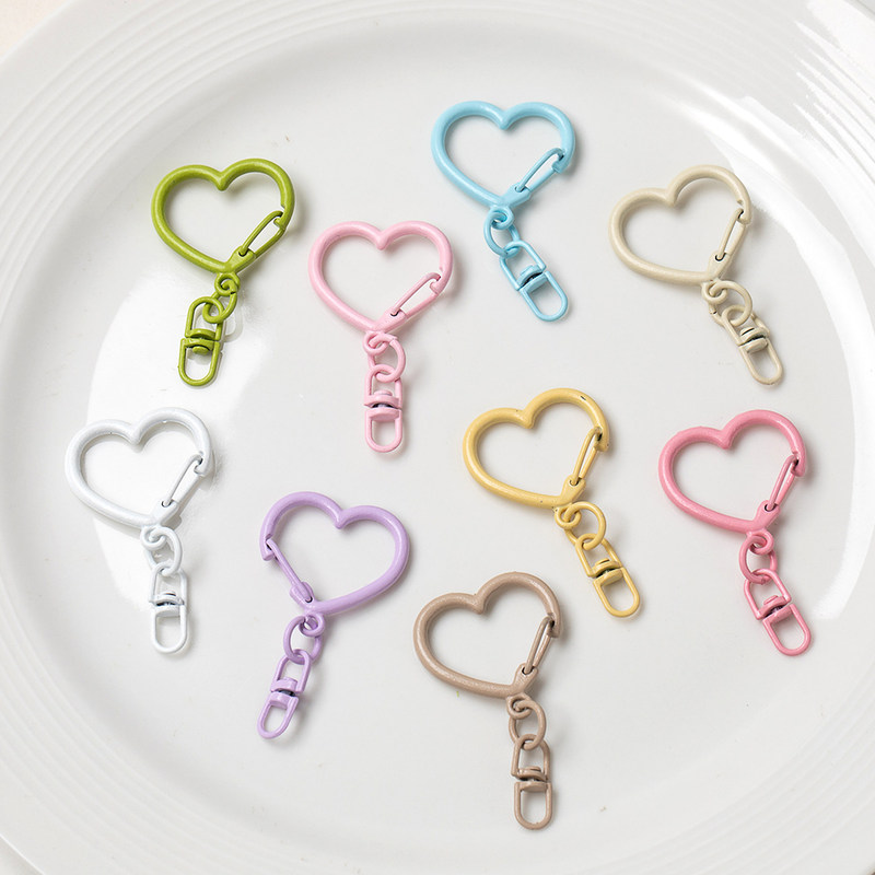 Colorful Heart-Shaped Zinc Alloy Spring Clasp with Figure-Eight Buckle DIY Jewelry Keychain Pendant Doll Accessories Decoration