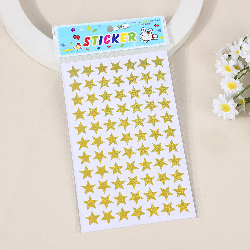 Pegatinas láser de color estrella flash pegatinas de jardín de infantes para niños recompensas pegatinas adhesivas de pentapunto pegatinas