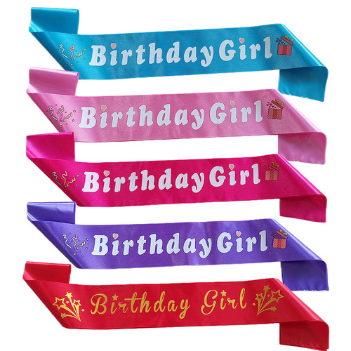 2024 New Girl Birthday Shoulder Strap Party Birthday Girl Girls Sash Satin Formal Ribbon Wholesale 