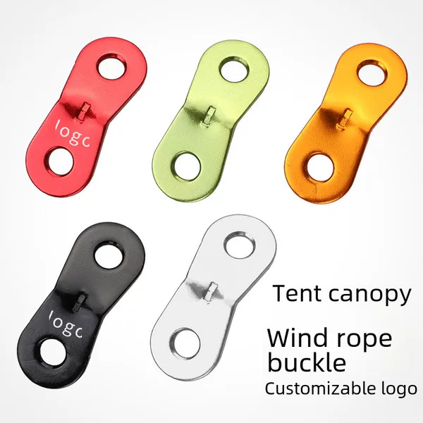 Wholesale outdoor double eye aluminum alloy umbrella rope buckle tent canopy rope accessories wind rope buckle fixed buckle
