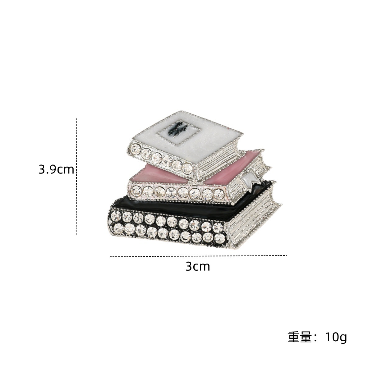 European and American New Enamel Rhinestone Three-Book Shaped Brooch Creative Pin Trendy Men's and Women's Clothing Accessories Corsage Jewelry