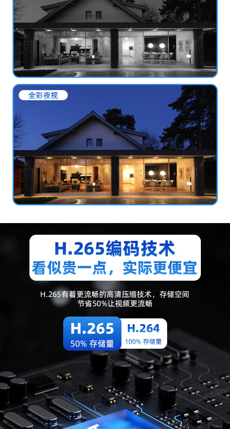 Export POE Commercial Surveillance 4-Channel Camera Kit 4MP Outdoor HD Full-Color Night Vision Mobile Remote Monitoring