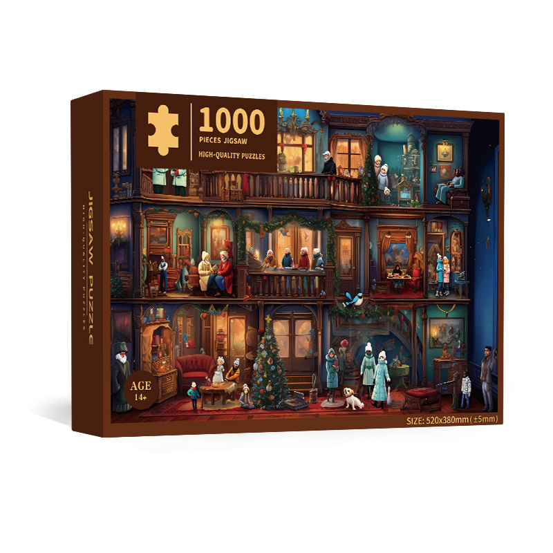 Navidad serie Tarjeta blanca rompecabezas 52*38cm1000 piezas rompecabezas fuente de juguete de papel fabricante en stock al por mayor