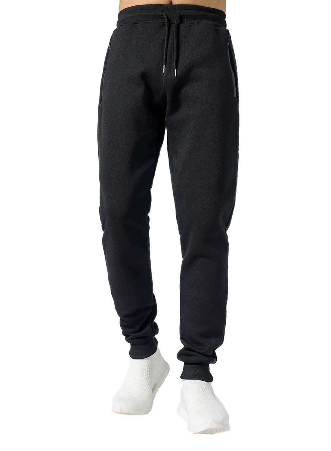 Herren-Jogginghose mit Fleecefutter – Freizeit- und Laufhose mit Reißverschluss (Schwarz/Grau/Marineblau, S-3XL)_voghion.com