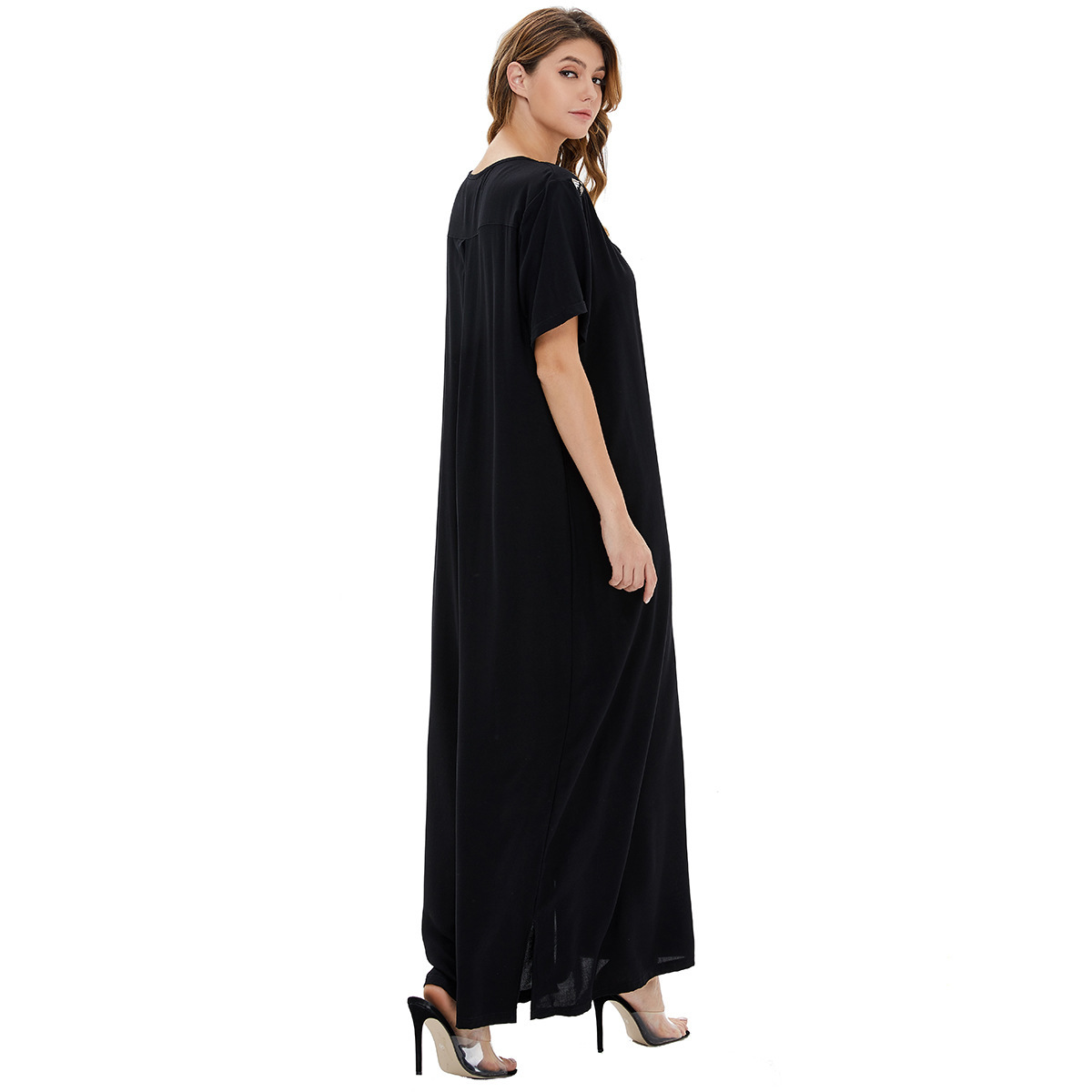 Abaya lunga musulmana da donna stile arabo moda dubai elegante_voghion.com