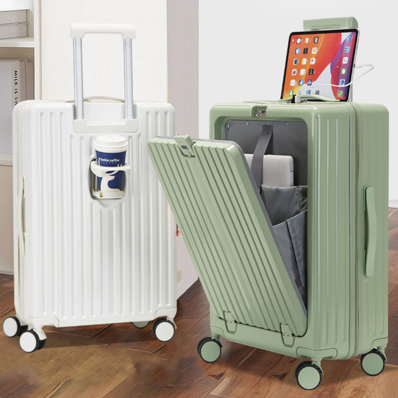 Front-Opening Suitcase 24inch Travel Suitcase with Wheels 26inch Men's Suitcase with Universal Wheels and Combination Lock, Front-Opening, Portable Front-Opening Suitcase 24inch Travel Suitcase with Wheels 26inch Men's Suitcase with Universal Wheels and Combination Lock, Front-Opening, Portable
