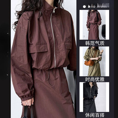个性套装女设计短款冲锋衣外套半身裙户外运动工装两件套裙装