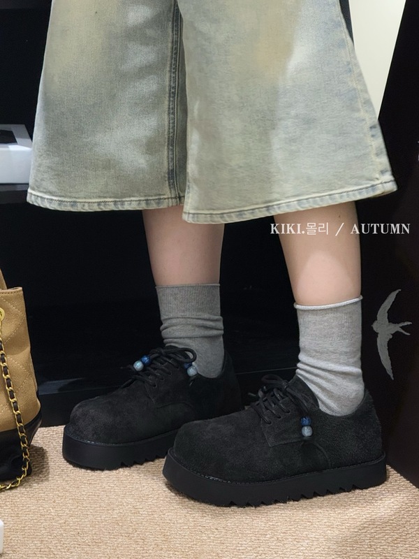 复古森系串珠系带厚底单鞋女2025秋季新款百搭休闲潮流丑萌乐福鞋|undefined