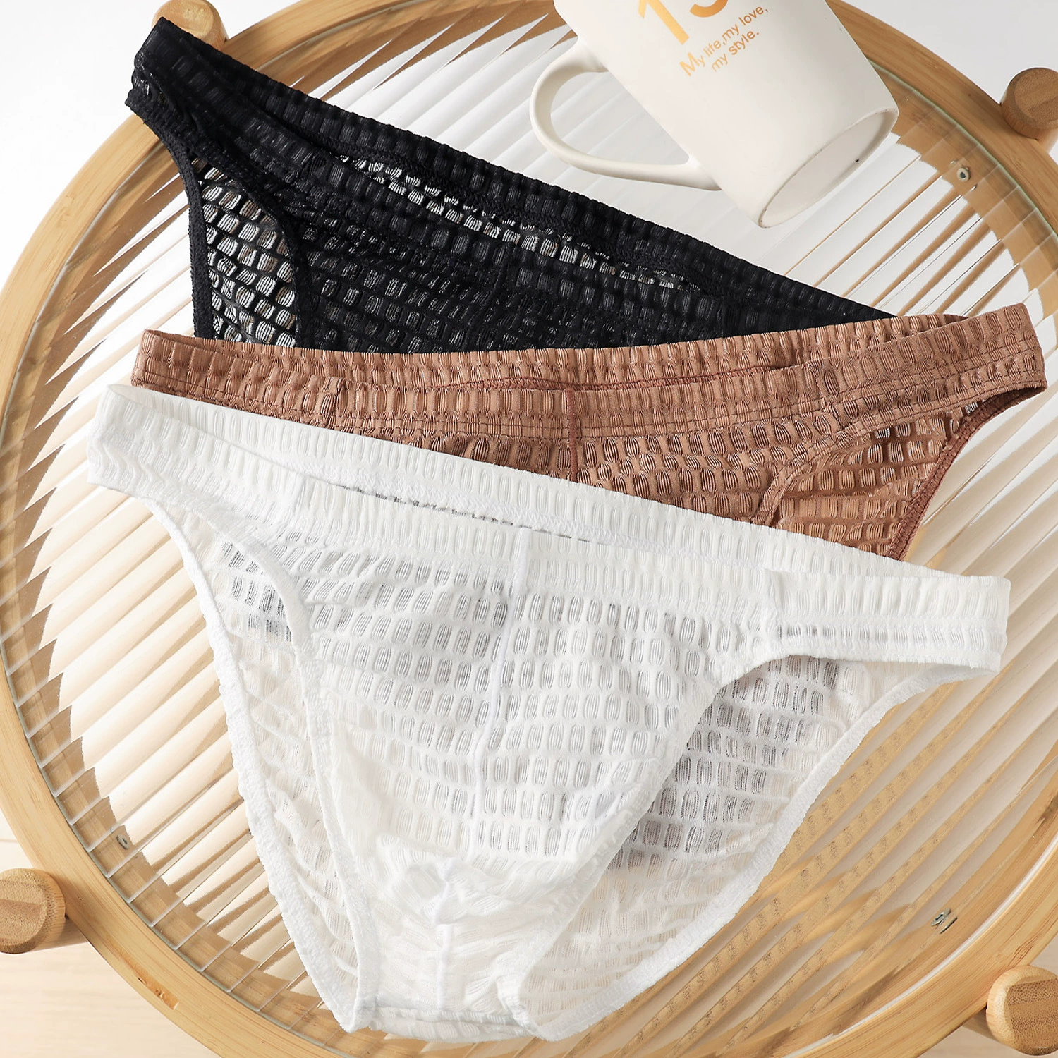 Ultra thin mesh breathable soft comfortable sexy pants, white shorts