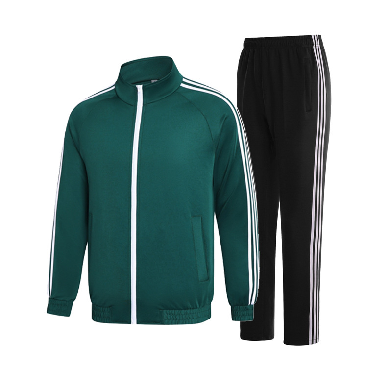 Primavera y otoño chaqueta de trabajo grupo trajes deportivos deportivos para estudiantes trajes deportivos de tres barras para hombres y mujeres