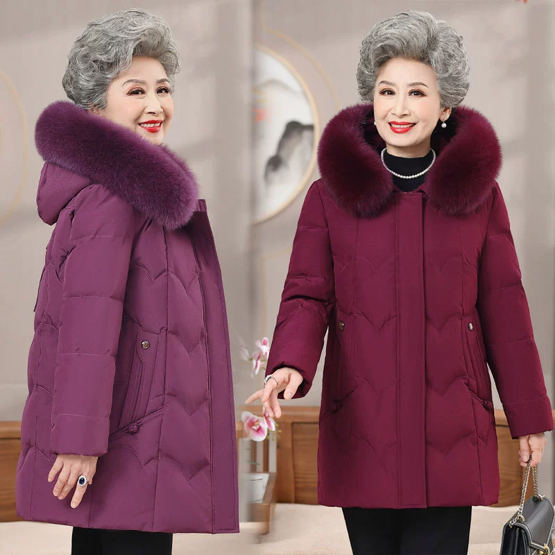 Бабушка утиный пуховик зима 2023 Новый жена среднего возраста 60 70 мать плюс размер толстое пальто