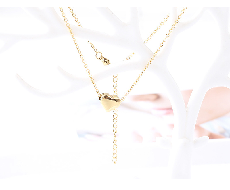 7g Weight Wholesale Jewelry Simple Style Heart Shape Titanium Steel Plating Pendant Necklace Cable Chain