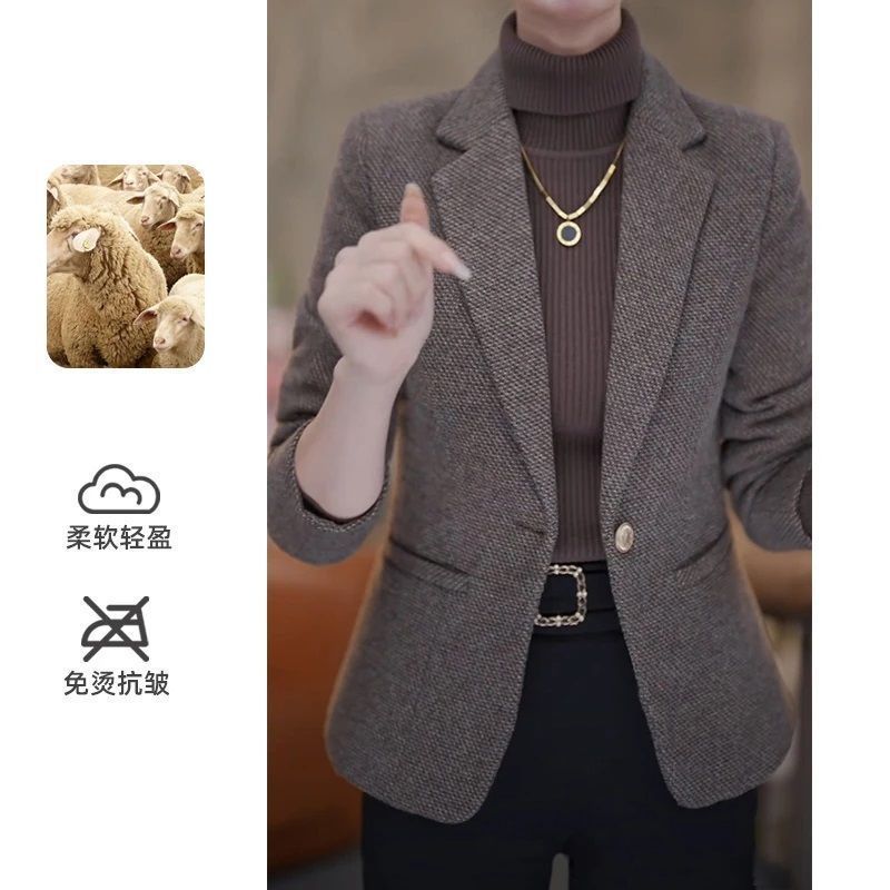 羊毛呢外套小个子短款小西装女秋冬2025年新款小个子气质女士西服|undefined