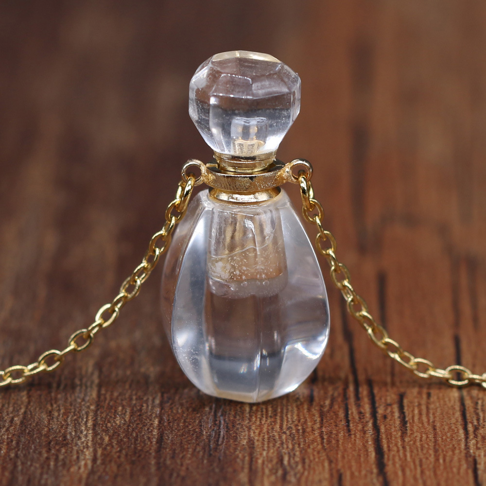 18g Weight Pendant Necklace Classification cable chain Chain Type 1 Piece Quantity Daily Occasion natural stone Material Perfume Bottle Pattern All Seasons Season Unisex Gender Classic Style Style Classic Style Perfume Bottle Natural Stone Cable Chain Pendant Necklace In Bulk 28