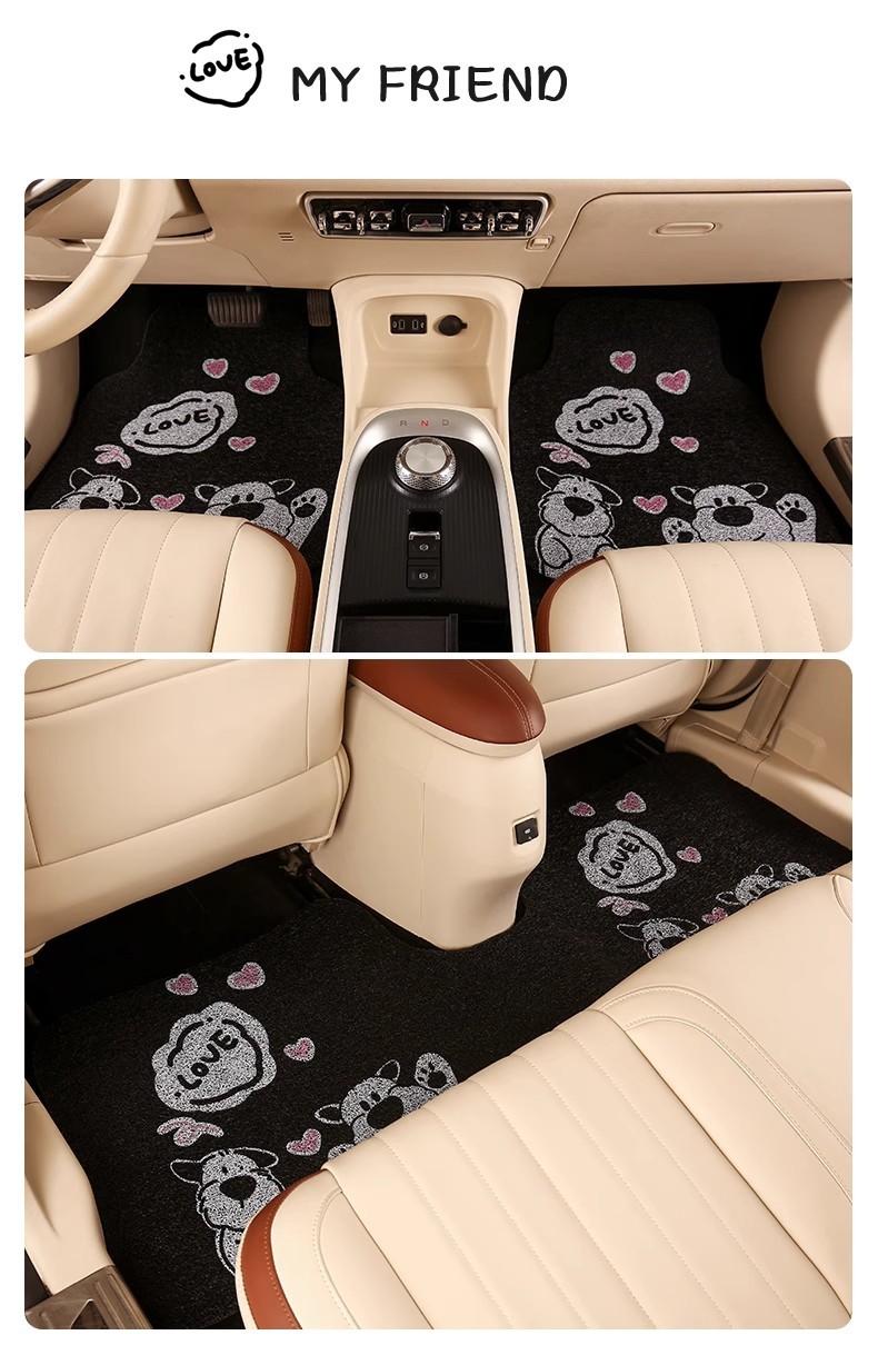 Cute Cartoon Car Floor Mat Silk Loop Single Piece High-End Car Interior Anti-Dirt Carpet Protective Mat Thickened Universal for Girls