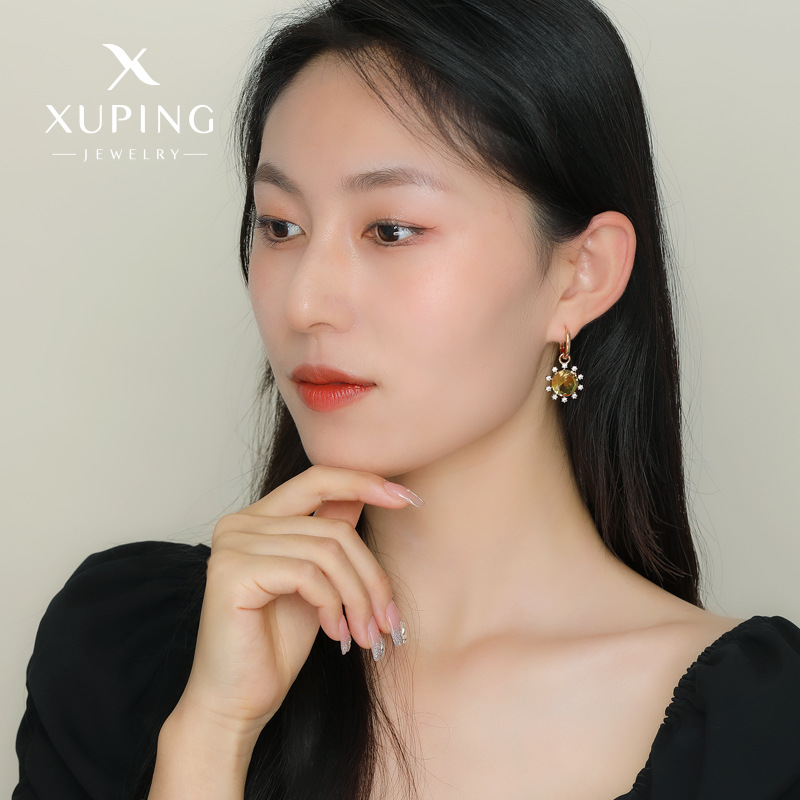 Joyería de Xuling pendientes de girasol de moda europea y americana elegante largo artificial colorido tesoro pendientes en línea celebridad pendientes personalizados para las mujeres