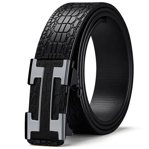 Paul Belt Men's Belt for Middle-aged Youth, Toothless Automatic Clasp, Simulation Leather PU Leather Casual Stylish Universal Batch Distributor