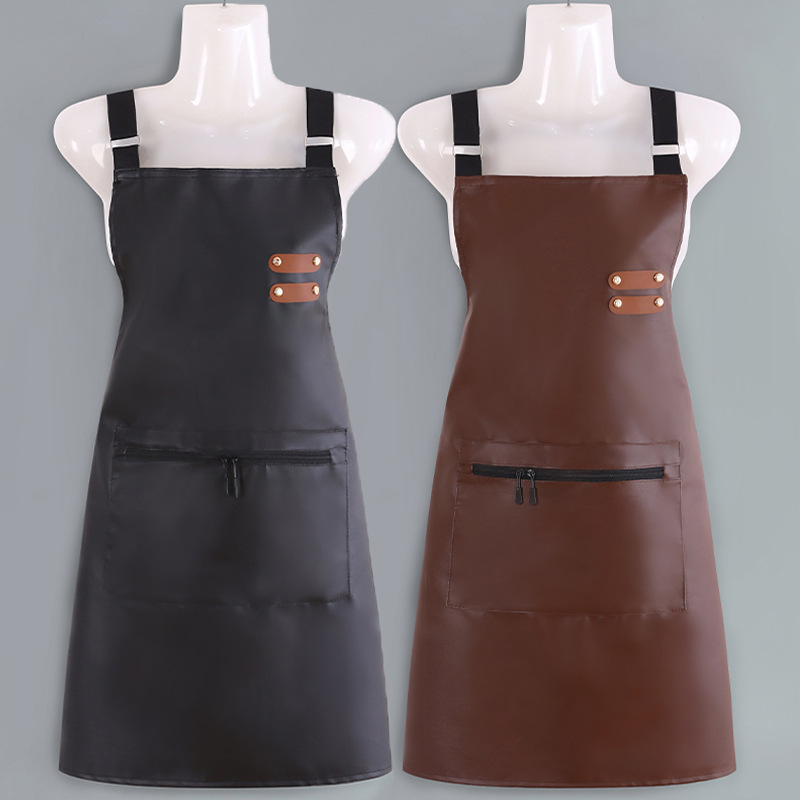 PU 앞치마 부드러운 가죽 가정용 주방 방수 및 내유성 여성 서양식 신형 앞치마 솔리드 컬러 작업복 남성용 앞치마