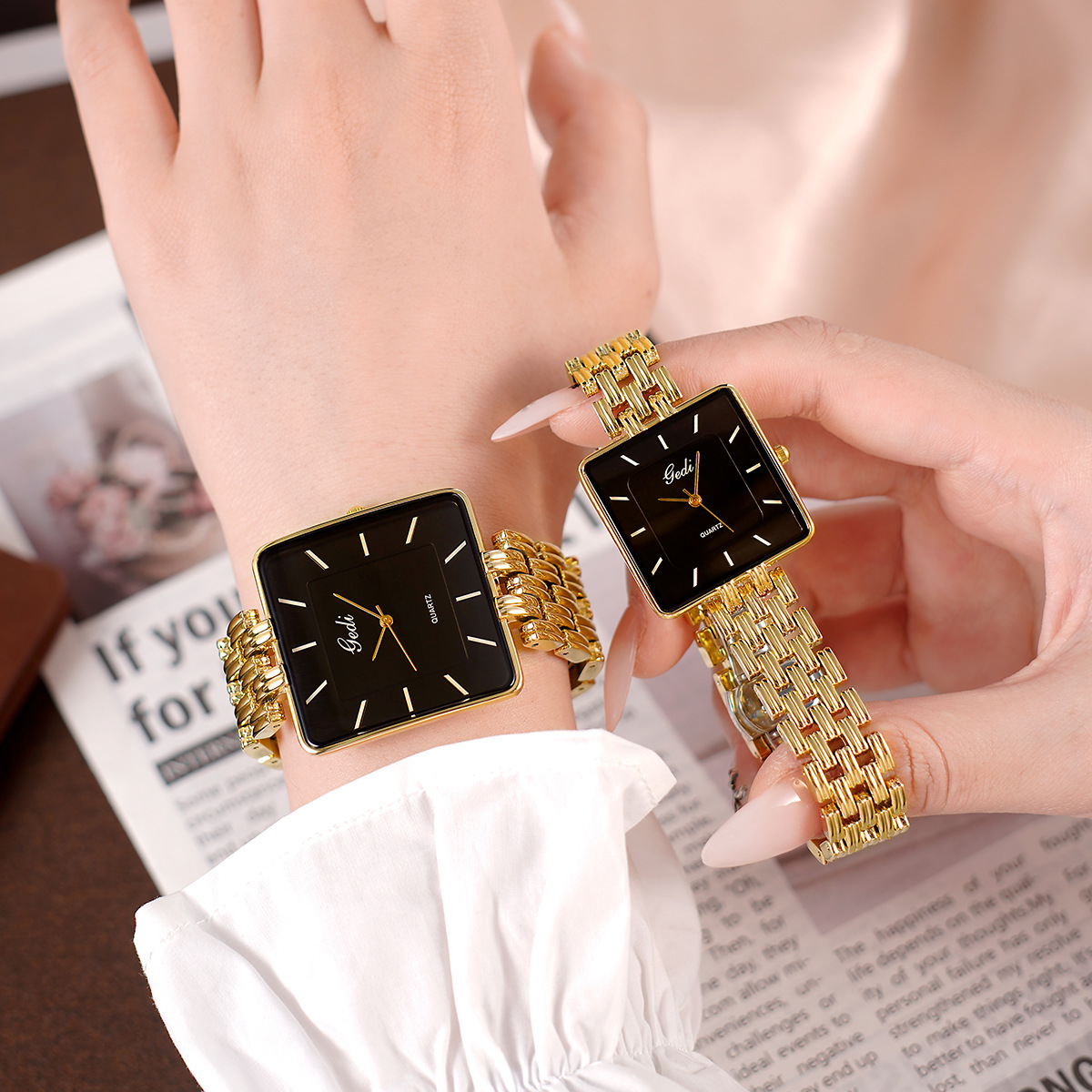 Goldie Simple Square Couple Watch Christmas Gift Women's Waterproof Fashion Fantasy Goddess Watch