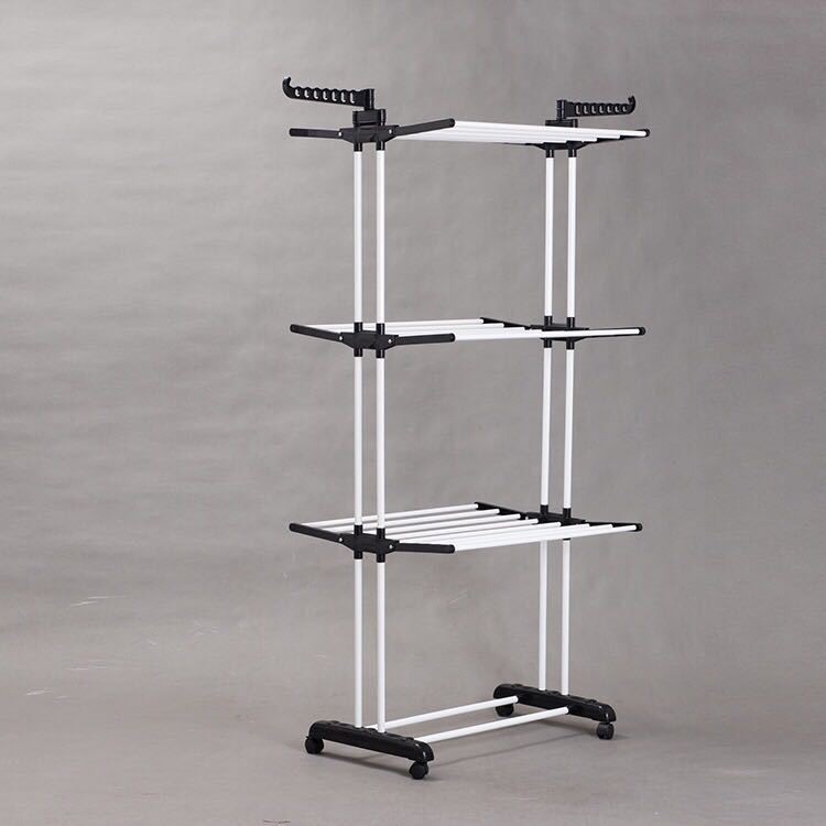 Rack de secado de ropa 4 capas toallas plegables ahorro de espacio Rack de secado de ropa con ruedas Rack de secado