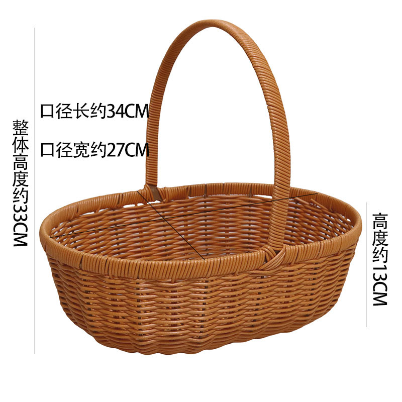 Cestas de frutas de caña tejidas a mano, cestas de almacenamiento domésticas portátiles de gran tamaño, cestas de regalo de huevos, cestas de regalo