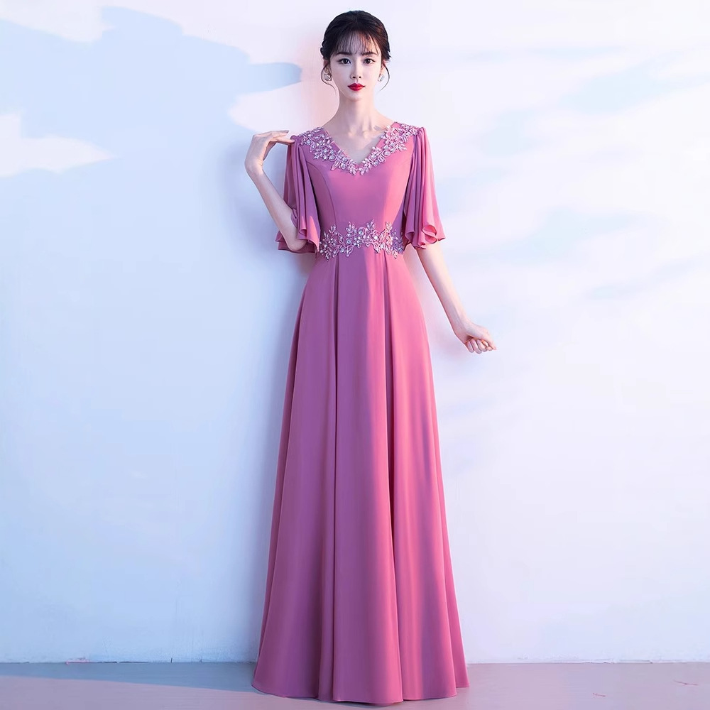 2025 New Chorus Performance Clothing, Atmospheric Evening Dress, High-End Banquet Slim Host Niche Dress