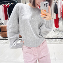 2025冬新品笑脸字母提花刺绣简约宽松短款针织衫毛衣女MBE4SWT023