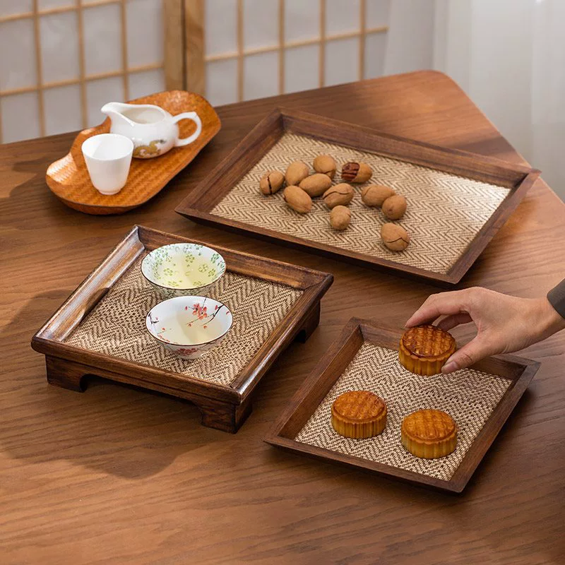 Wooden rectangular retro tea cup, Thailand