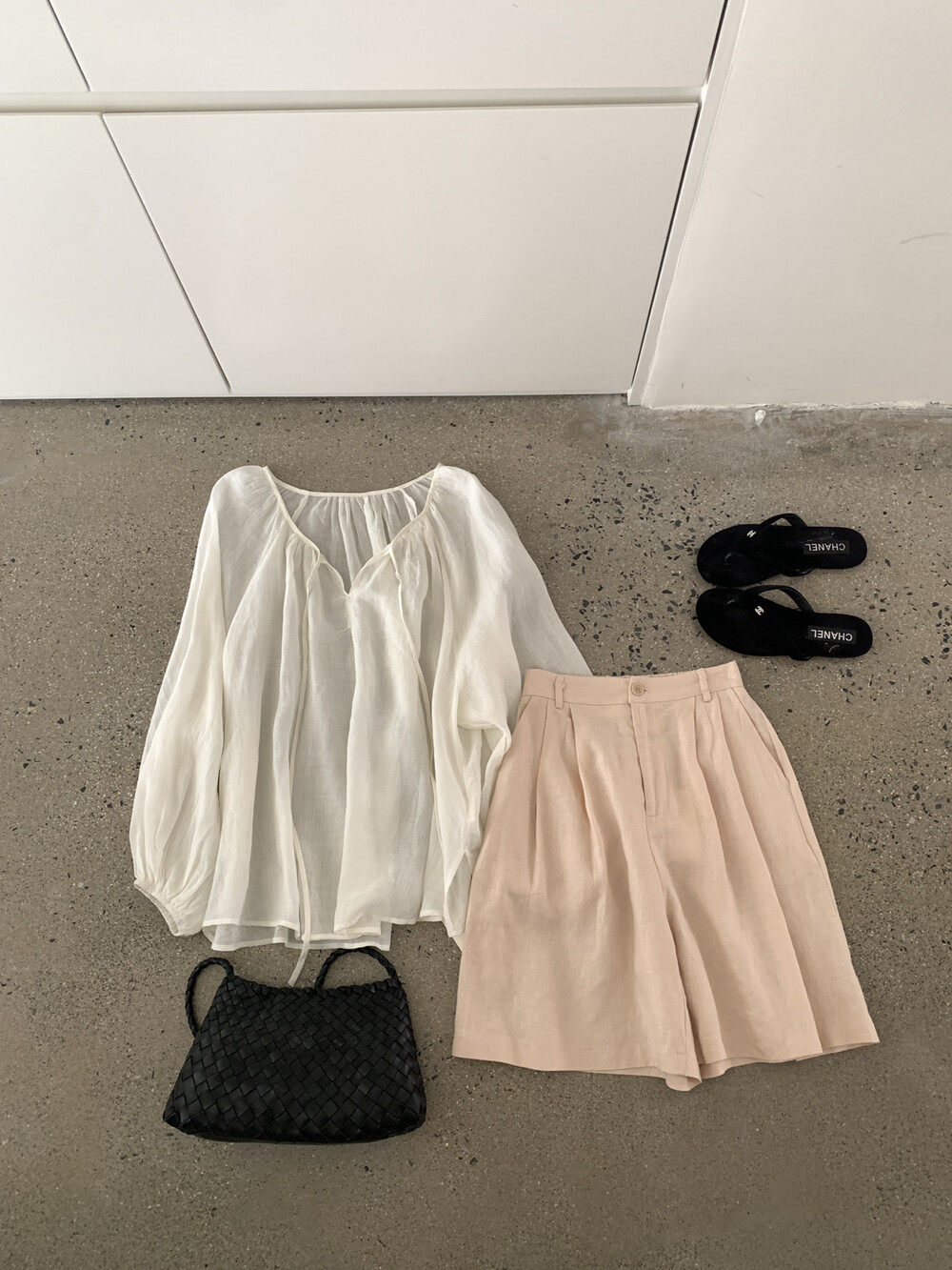 Áo sơ mi nữ linen tay dài cổ V dây buộc phong cách lười biếng — Xanh nước biển, màu hồng, Vàng nhạtcolor, trắng sữa chi tiết 27