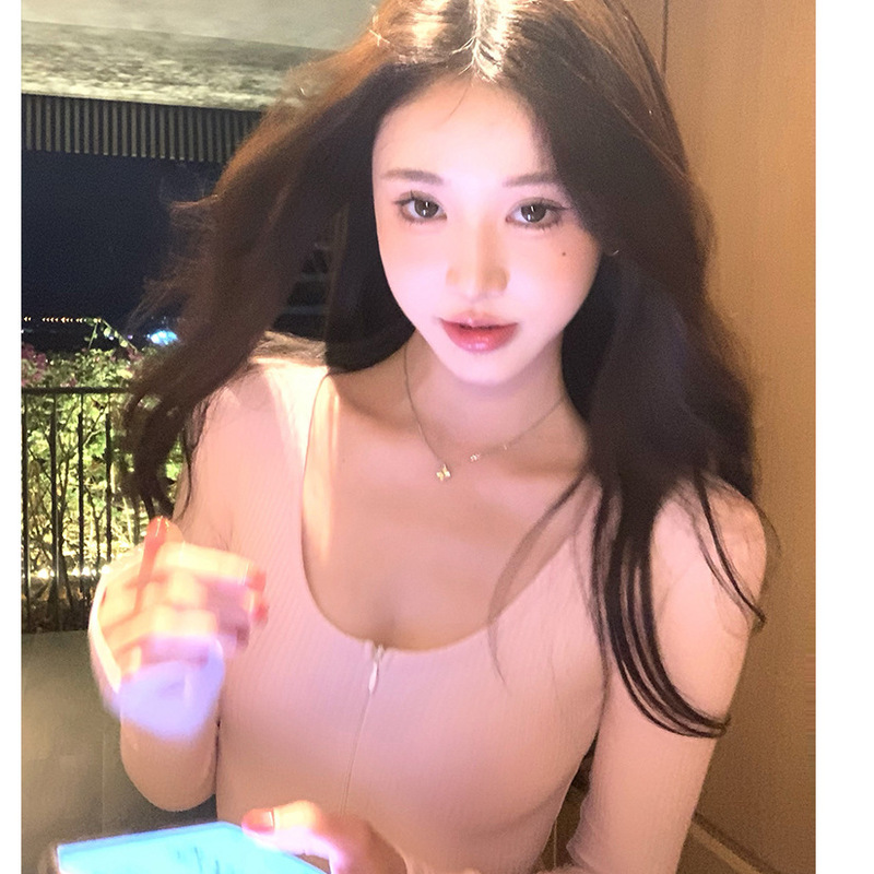 Hot Girl Pure Desire Sexy Niche Long-Sleeved Jumpsuit Women's Zipper Slimming Waist Casual Bottoming Shorts Chic Hot Girl Pure Desire Sexy Niche Long-Sleeved Jumpsuit Women's Zipper Slimming Waist Casual Bottoming Shorts Chic