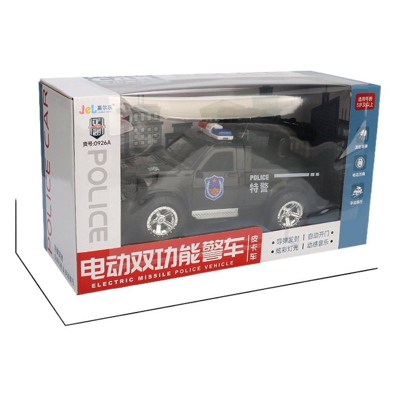 Tiktok Electric Universal de doble función de la música del coche de policía luz de la Catapulta de misiles de apertura automática de la puerta del coche de juguete
