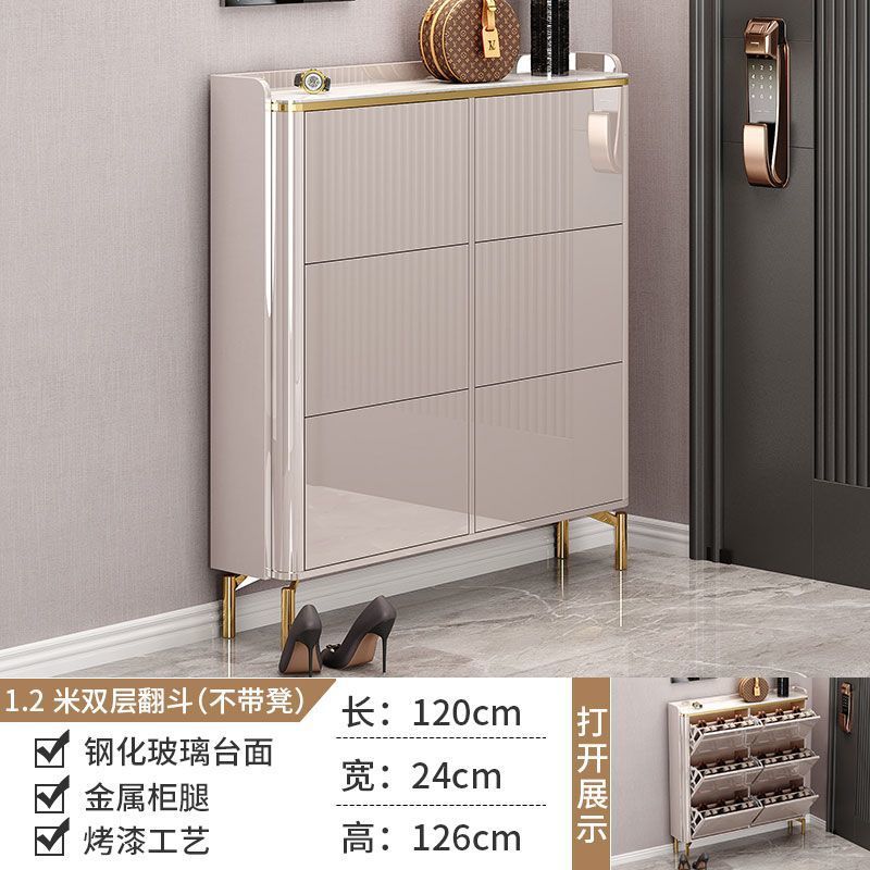 Gabinete de zapatos de plegado ligero de lujo italiano 17cm con taburetes plegables se puede sentar en un armario de almacenamiento contra la pared