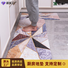 跨境北欧轻奢厨房地垫 PVC家用长短款餐厅脚垫防滑厨房客厅入户垫