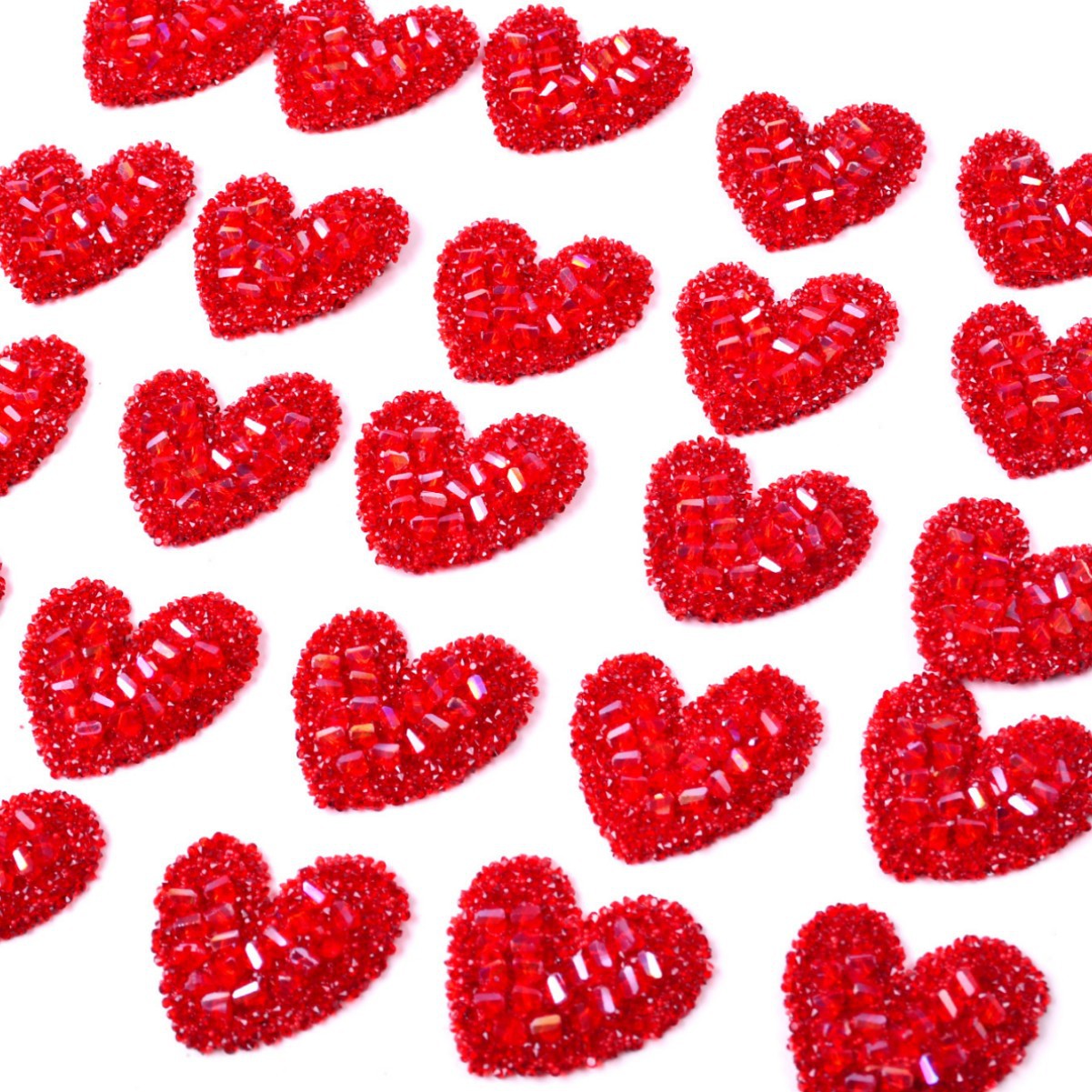 红色水晶爱心熨烫片跨境爆款帽子服装装饰鞋子包包DIY配件热烫胶