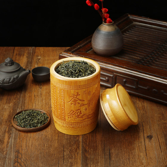 Large Bamboo Tea Cans Tea Cylinder Sealed Can Moisture-proof Bamboo Carving Tea Storage Can Awakening Tea Canned Tea Can Support Self-set