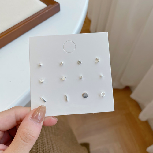 S925 Silver Needle Simple and Versatile Earring Set New Year's Fashion Trendy Compact Girl Ear Hole Earrings for Women