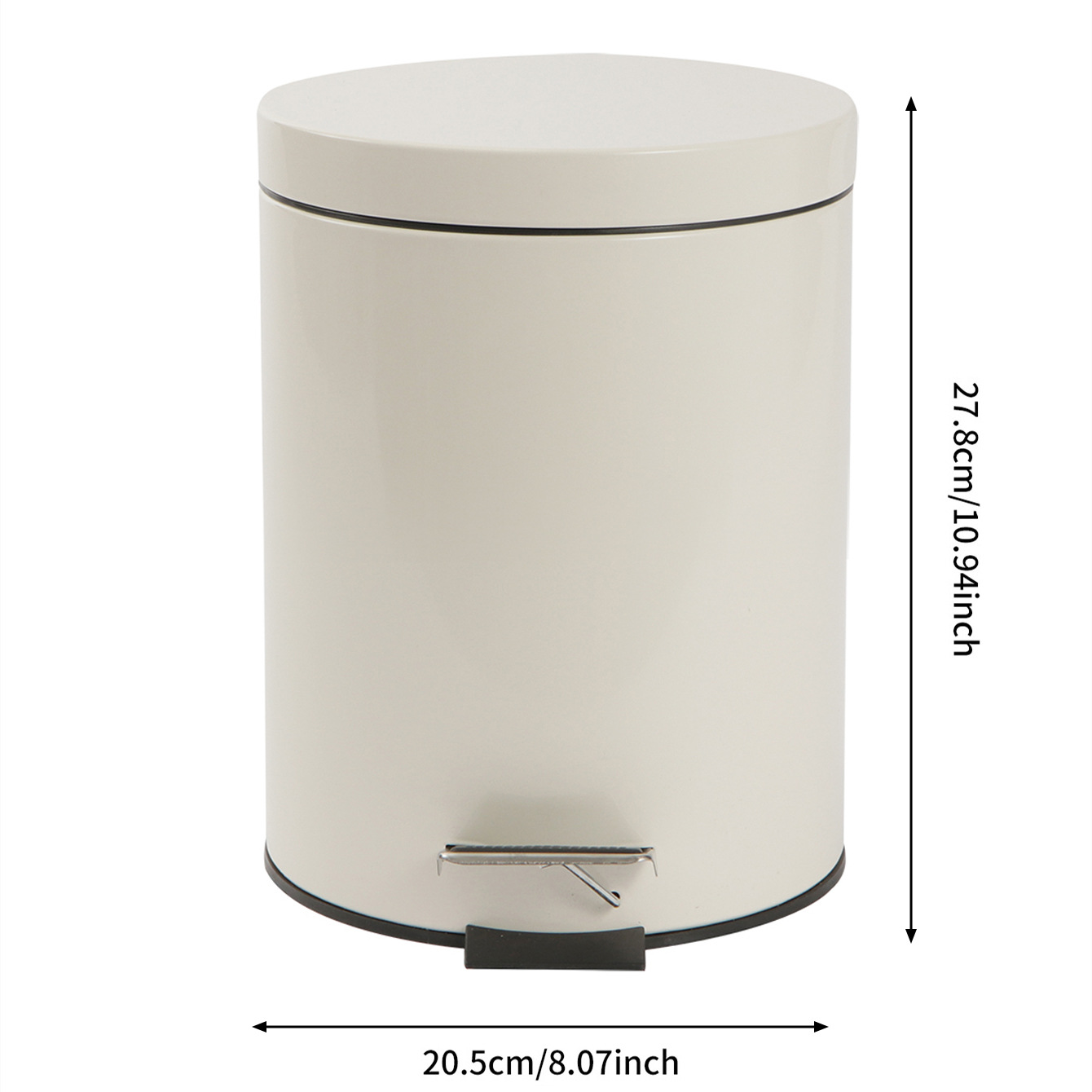 Bote de basura abatible redondo beige transfronterizo Cocina doméstica Pedalear con tapa Cubo de limpieza silencioso