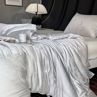 Sleeping naked mulberry silk soybean protein quilt autumn and winter 80 jacquard thickened warm ultra-fine imitation goose down fiber quilt core