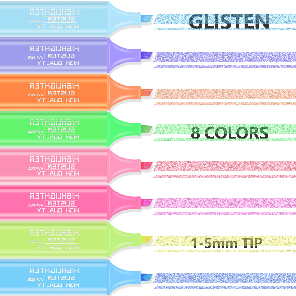 Juego de resaltadores multicolores intermitentes, bolígrafo de graffiti de pintura para niños, diario de cuenta manual para estudiantes, bolígrafo de marcado clave al por mayor