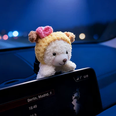 Car ETC holder, car Sürətlər qutusu və əl tormozu başlıqları - pudding-crooked-yellow-hat-white-bear-screen-mount-etc-bracket