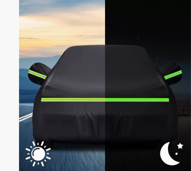 Black Heat-Absorbing Car Protective Cover Waterproof Sun Protection Rain Uv Protection Car Cover Outdoor Car Cover Cross-Border