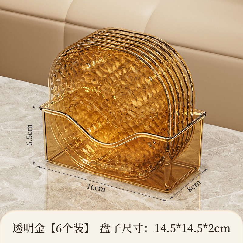 透明な正方形の氷河模様の浅い口の骨スプーンプレート、高級落下防止スナックフルーツプレート、家庭用軽量高級ダイニングテーブルスナックプレート|undefined