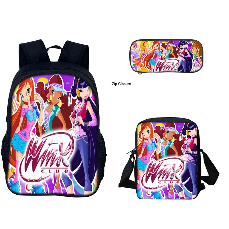 Новый продукт Winx Club: Магическое возвращение анимированная печать, сумка через плечо большого объема, тройной комплект для учеников начальной и средней школы
