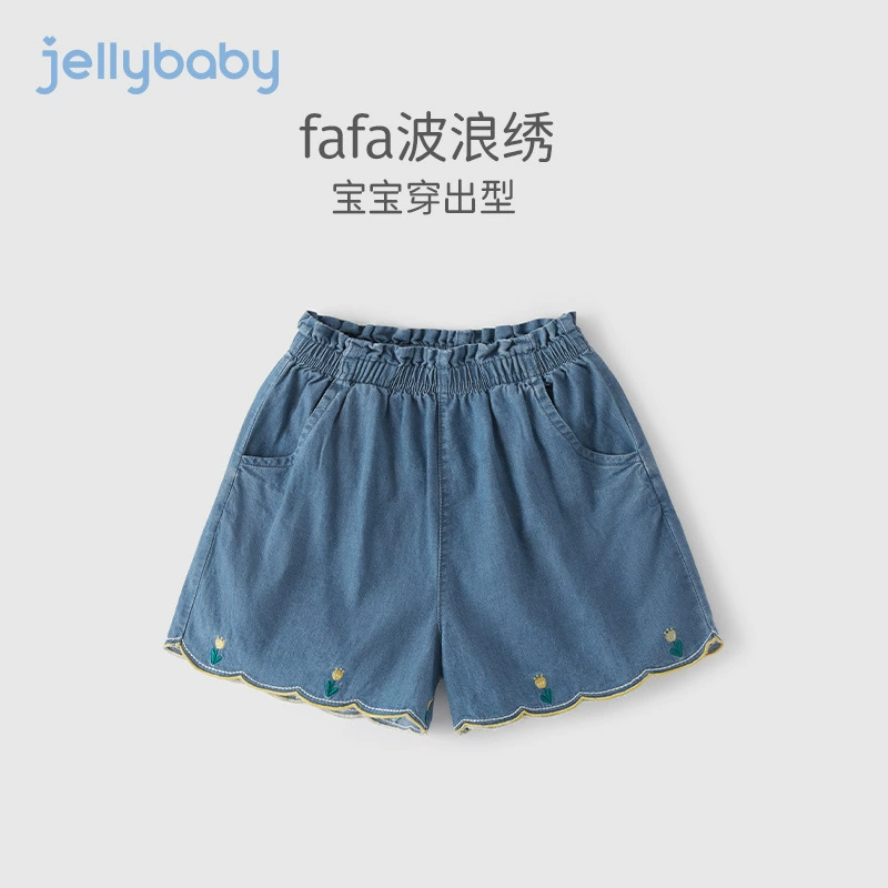 Джинсы из jellybaby для детей, брюки, летняя одежда, модные хлопковые шорты, городской стиль, 5 лет